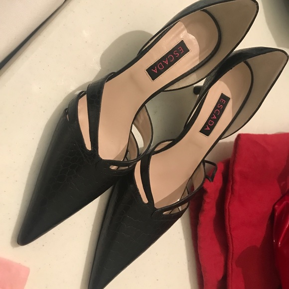 Escada Shoes | Brand New Black Pointed Toe Pumps Size 38 Escada Shoes | Black Pumps With Beading | Poshmark